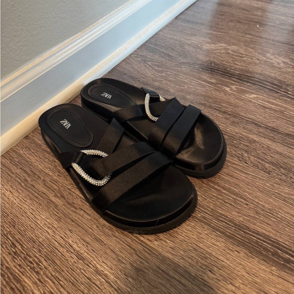 Zara Black Sandals with Silver Accents